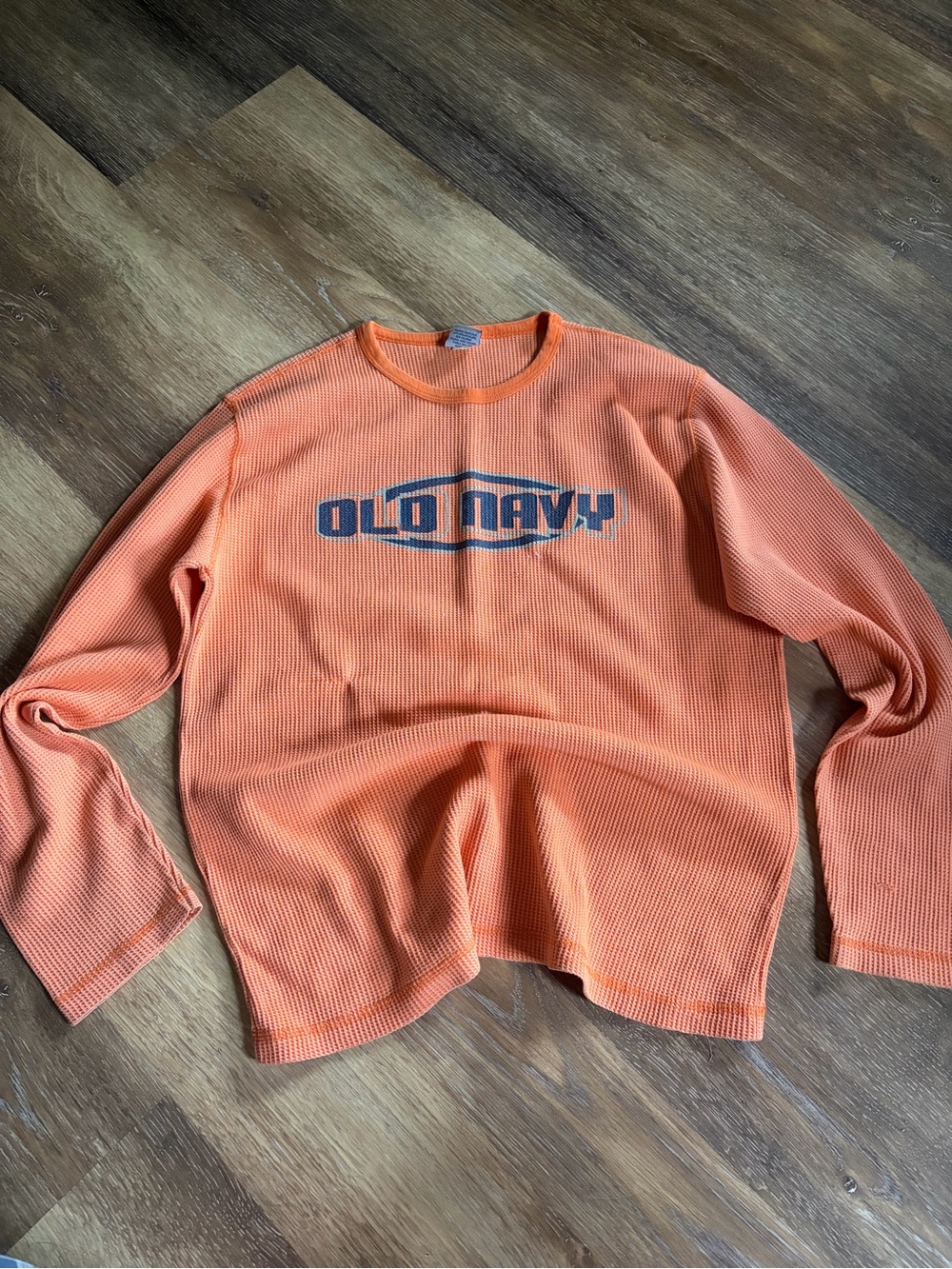 Old Navy Orange Textured Crewneck Logo Tee